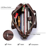 Retro Leather Messenger Bag For Men - Black - Close-Up Angle