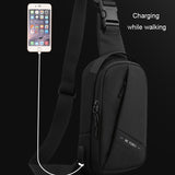 Oxford Cloth Chest Bag Shoulder Messenger - Black - Top-Down View