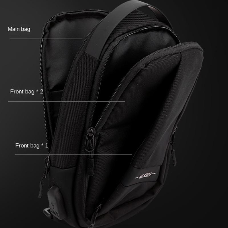 Oxford Cloth Chest Bag Shoulder Messenger - Black