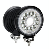 1 Pair 4 Inch Round Double Circle Angel Eye Work Light Black - Front View