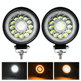 1 Pair 4 Inch Round Double Circle Angel Eye Work Light Black - Side View