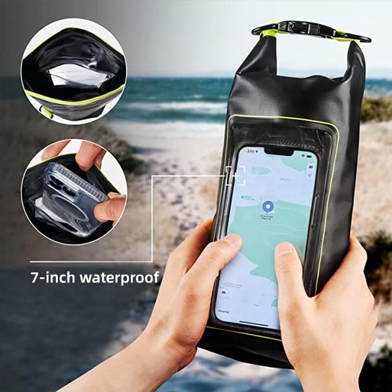 2 In 1 Waterproof Crossbody Phone Bag For Outdoor Cycling Swimming 2L Capacity - Black - 2L