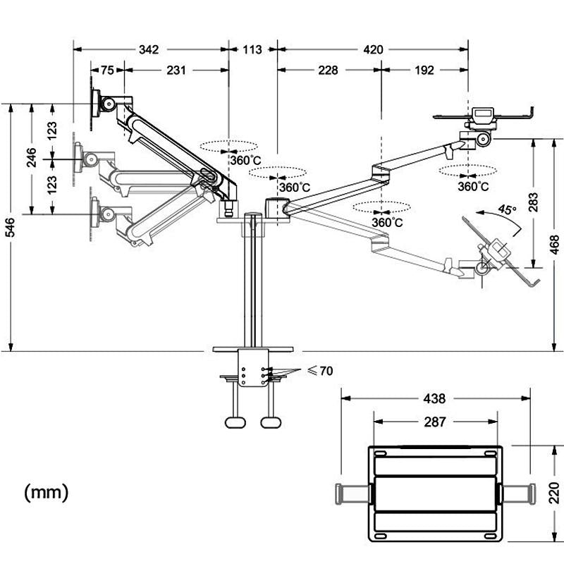 Adjustable Desktop Stand for 17-32 and 12-17 Monitors - Aluminum - Black
