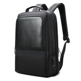 Large Capacity Business Laptop Backpack with Usb & Type-c Port - Black - Front View