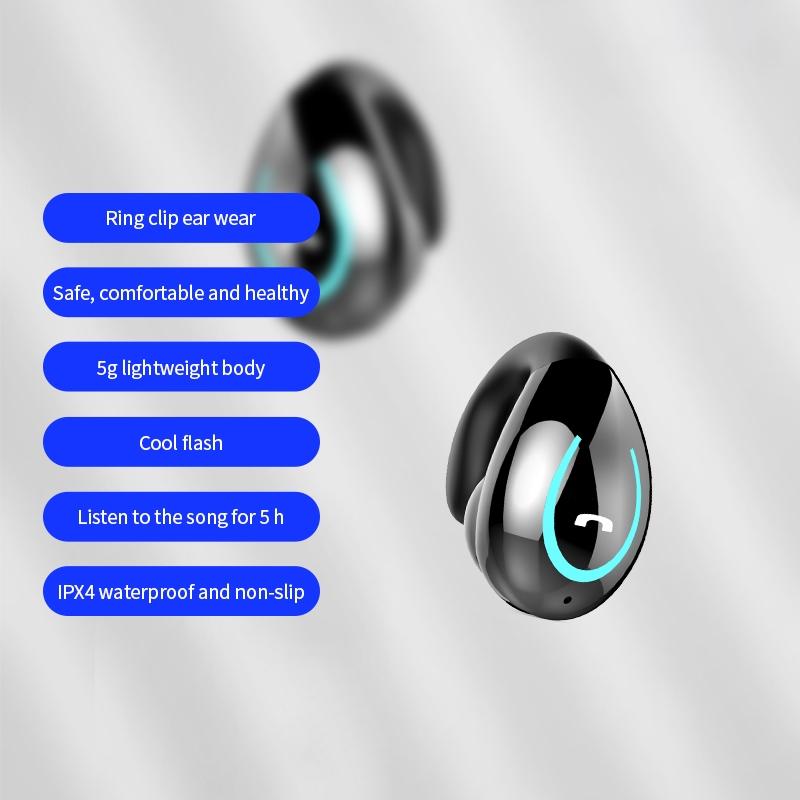 Ultra-light Wireless Earphone with Mic - Bluetooth 5.0 - Ear Clip - Stereo - White