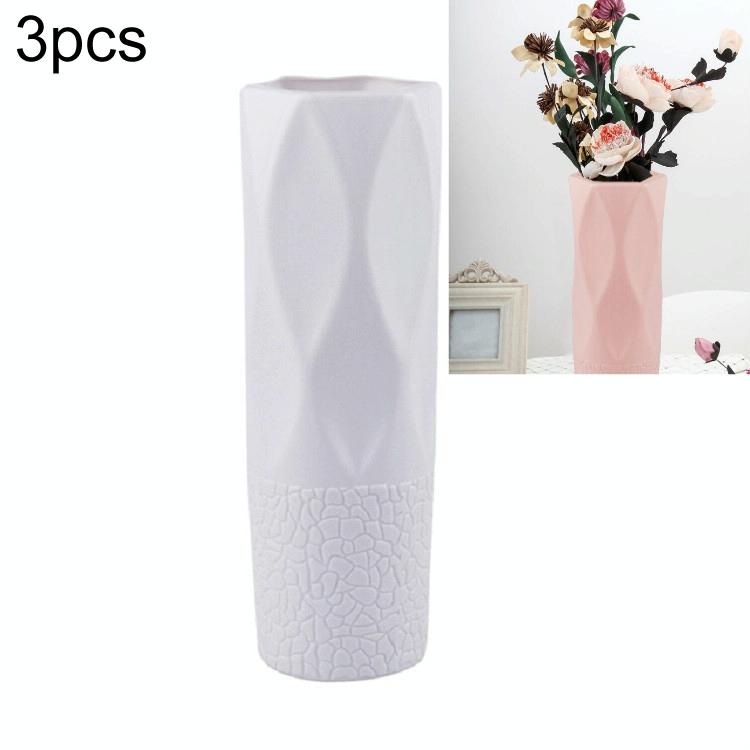 3-piece Plastic Vase Set for Dry and Wet Flower Arrangements and Floral Decor - Pink