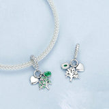 925 Sterling Silver Platinum Plated Zircon Tree Of Life Pendant - Side View