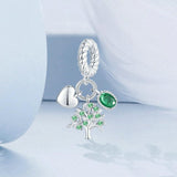 925 Sterling Silver Platinum Plated Zircon Tree Of Life Pendant - Top-Down View