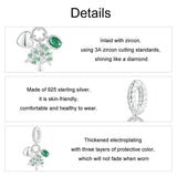 925 Sterling Silver Platinum Plated Zircon Tree Of Life Pendant - 45-Degree Angle