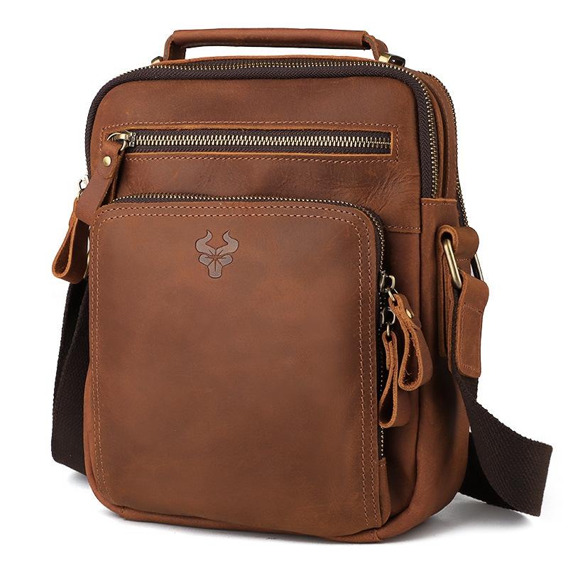 Leather Men Shoulder Bag Mh573 - Khaki