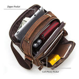 Leather Men Shoulder Bag Mh573 - Khaki - Rear View