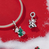 925 Sterling Silver Christmas Bear Pendant - 45-Degree Angle