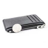 Multi Slot Zipper Card Holder Large Capacity Ultra Thin Coin Purse - Black