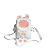 Lightweight Cartoon Crossbody Bag For Students - Blue - Front View