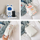Lightweight Cartoon Crossbody Bag For Students - Blue - 45-Degree Angle