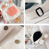 Lightweight Cartoon Crossbody Bag For Students - Blue - Rear View