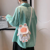 Lightweight Cartoon Crossbody Bag For Students - Blue - Close-Up Angle