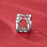 925 Sterling Silver Platinum Plated Pink Heart Diy Beads - Top-Down View
