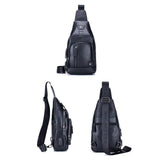 Soft Cowhide Chest Bag For Men Outdoor Casual - Black