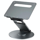 Adjustable 360 Degree Rotating Laptop Stand for 10-17 Inch Devices - Silver - Front View