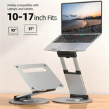 Adjustable 360 Degree Rotating Laptop Stand for 10-17 Inch Devices - Silver - Side View