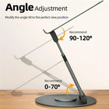 Adjustable 360 Degree Rotating Laptop Stand for 10-17 Inch Devices - Silver - Rear View