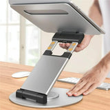 Adjustable 360 Degree Rotating Laptop Stand for 10-17 Inch Devices - Silver - Low Angle