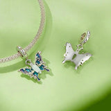 925 Sterling Silver Platinum Plated Luminous Butterfly Pendant - Side View