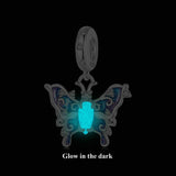 925 Sterling Silver Platinum Plated Luminous Butterfly Pendant - Top-Down View