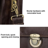 Retro Cowhide Leather Briefcase for 15.6 Laptop - Multifunctional - Coffee - 45-Degree Angle