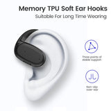 Wireless Single Ear Bluetooth Earphone - Hanging Ear Design - Black - 45-Degree Angle