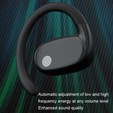 Wireless Single Ear Bluetooth Earphone - Hanging Ear Design - Black - Close-Up Angle