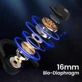 Wireless Single Ear Bluetooth Earphone - Hanging Ear Design - Black - Extra Image