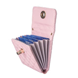Horizontal Card Bag Mobile Phone Back Sticker With Metal Buckle - Dark Purple - 45-Degree Angle