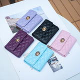 Horizontal Card Bag Mobile Phone Back Sticker With Metal Buckle - Dark Purple - Close-Up Angle