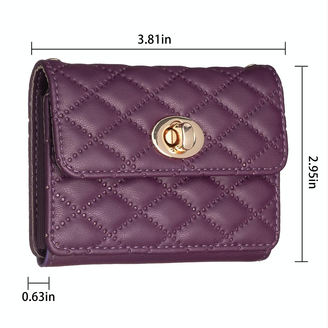 Horizontal Card Bag Mobile Phone Back Sticker With Metal Buckle - Dark Purple