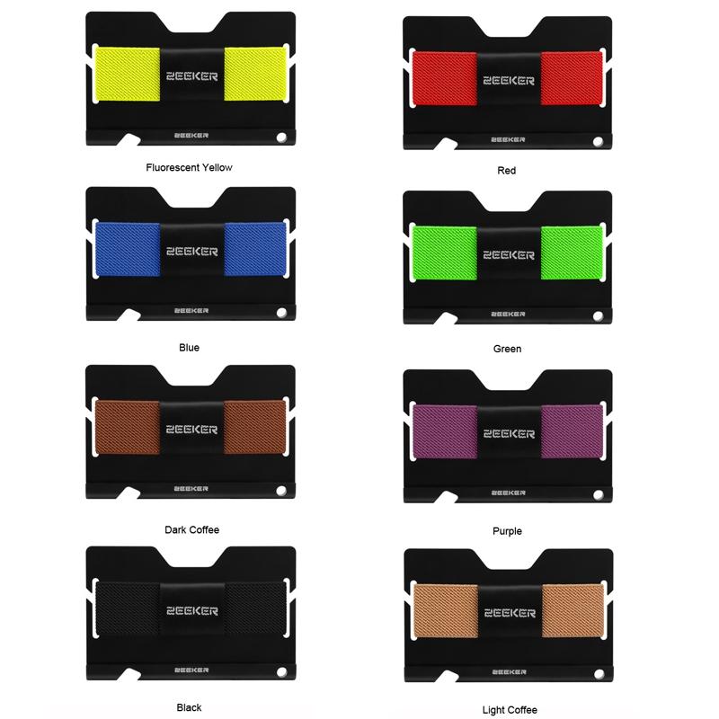 Multi Function Aluminum Card Holder For Men & Women Elastic Band Wallet - Red