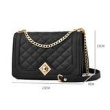 Chic One Shoulder Chain Bag With Diagonal Rhombus Design - White