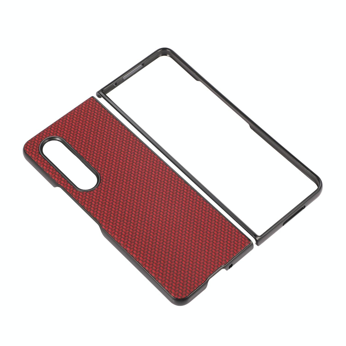 For Samsung Galaxy z Fold4 5G Carbon Fiber Texture Leather Phone Case - Pu Material - Black