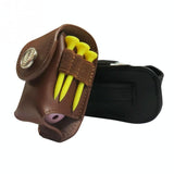 Leather Golf Ball Waist Pouch - Portable Tee Bag for Sports - Black - Side View