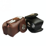 Leather Golf Ball Waist Pouch - Portable Tee Bag for Sports - Black - 45-Degree Angle