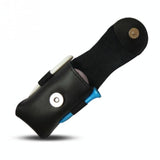 Leather Golf Ball Waist Pouch - Portable Tee Bag for Sports - Black - Close-Up Angle