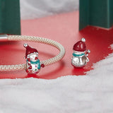 925 Sterling Silver Snowman Bracelet Beads - 45-Degree Angle