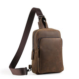 Vintage Leather Travel Messenger Bag Coffee - Front View