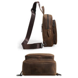 Vintage Leather Travel Messenger Bag Coffee - Side View