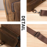 Vintage Leather Travel Messenger Bag Coffee - Top-Down View