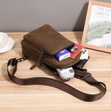 Vintage Leather Travel Messenger Bag Coffee - 45-Degree Angle