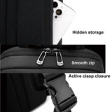 Men Chest Bag Business Shoulder Crossbody Bag - Black