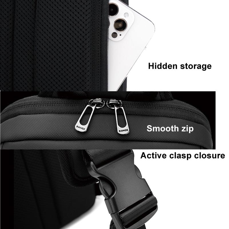 Men Chest Bag Business Shoulder Crossbody Bag - Black