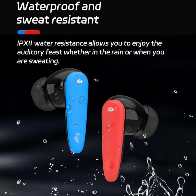 Wireless Noise-cancelling Bluetooth Earbuds - Music Cube - Red Blue